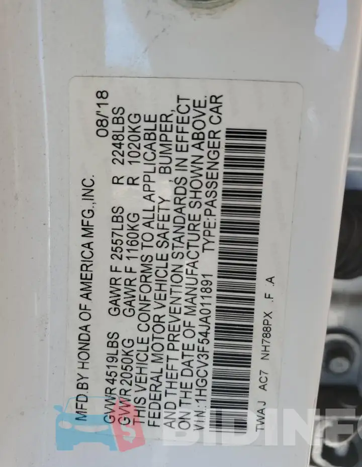 1HGCV3F54JA011891 Photo# 12