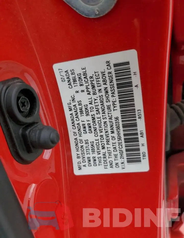 2HGFC2E56HH560356 Photo# 12