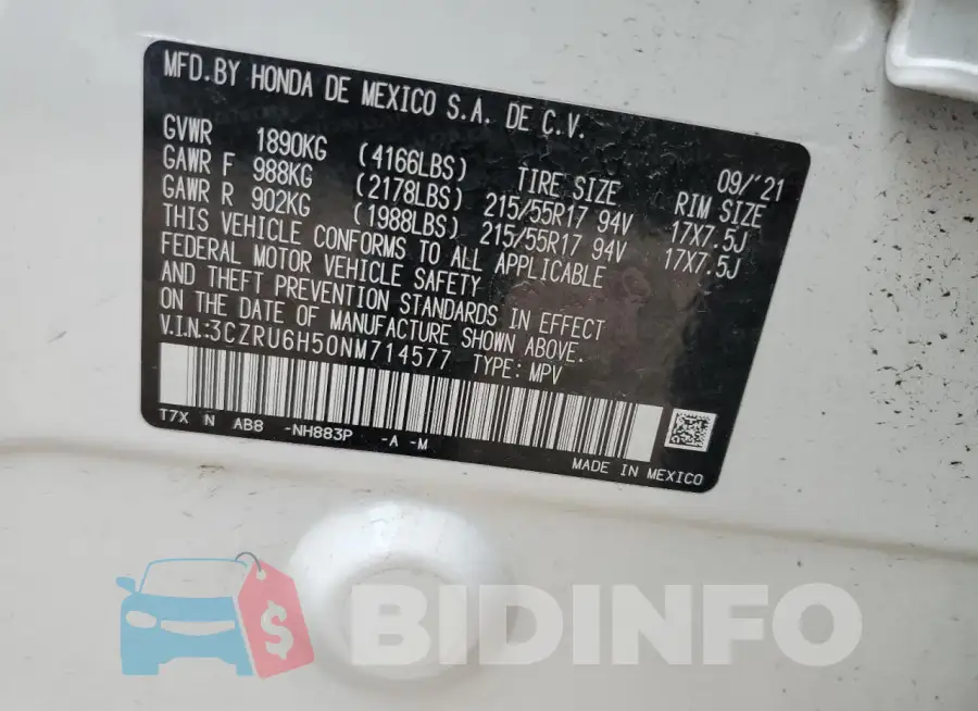 3CZRU6H50NM714577 Photo# 12