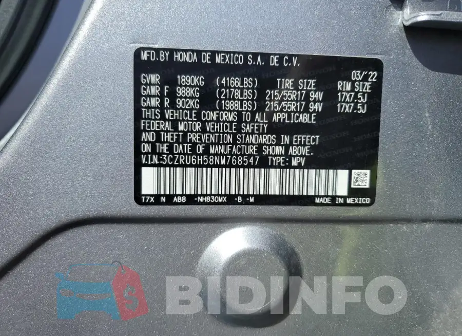 3CZRU6H58NM768547 Photo# 13