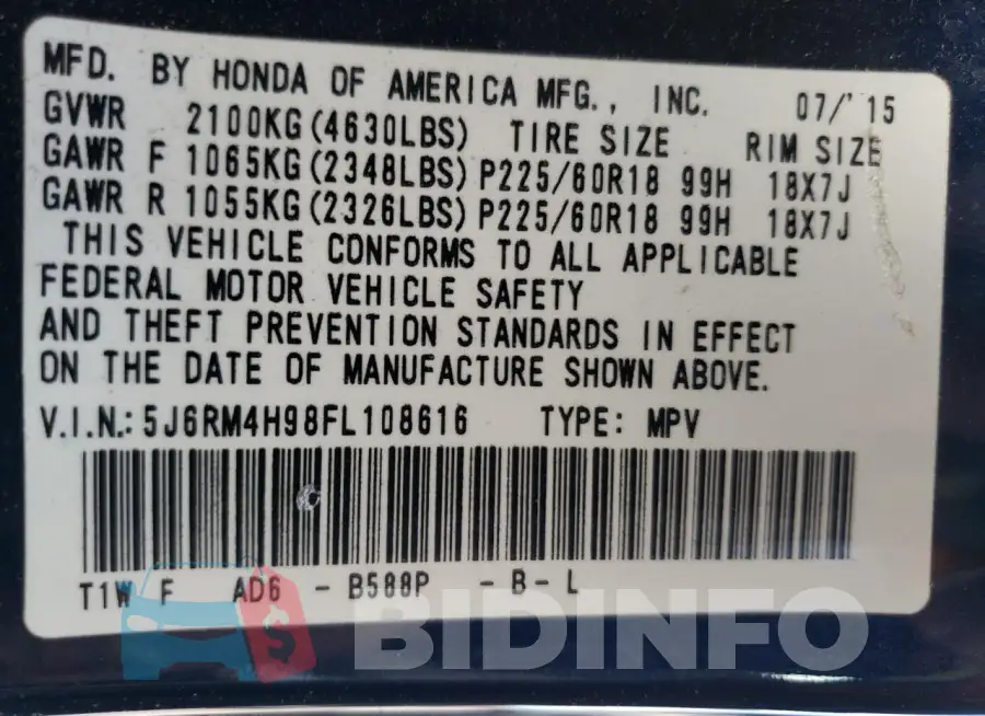 5J6RM4H98FL108616 Photo# 14