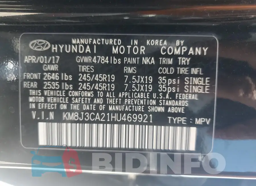 KM8J3CA21HU469921 Photo# 13