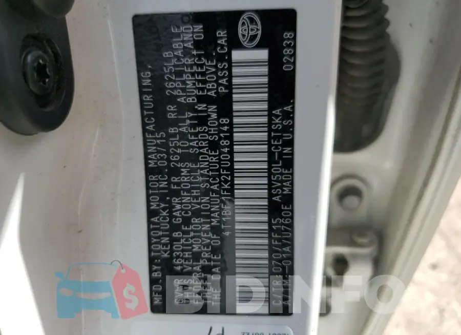 4T1BF1FK2FU048148 Photo# 12