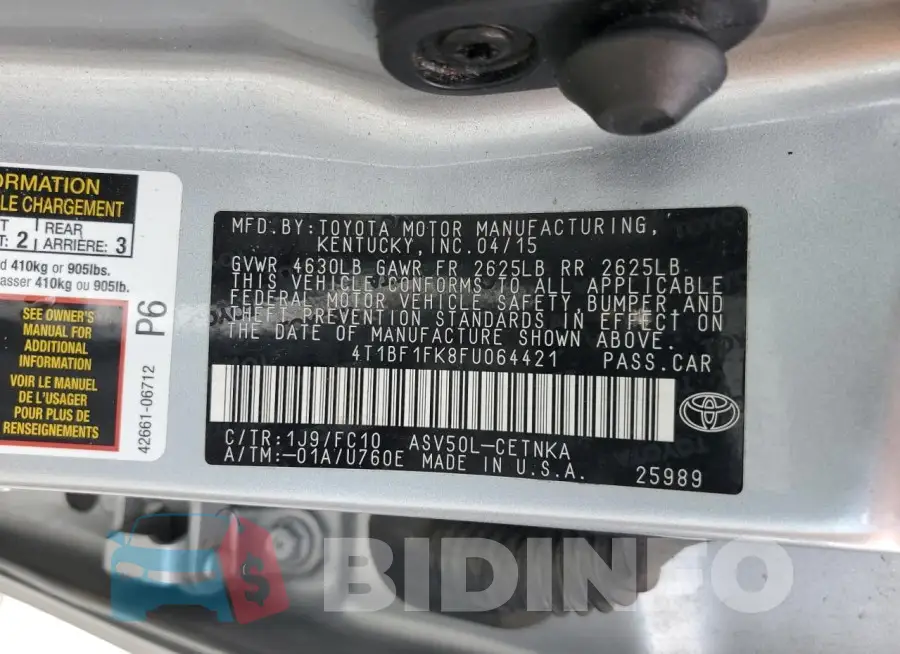 4T1BF1FK8FU064421 Photo# 13