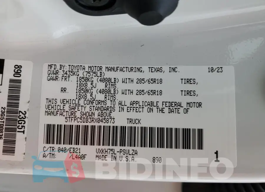 5TFPC5DB3RX045873 Photo# 13