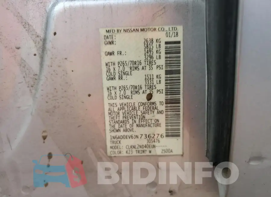 1N6AD0EV6JN736276 Photo# 12