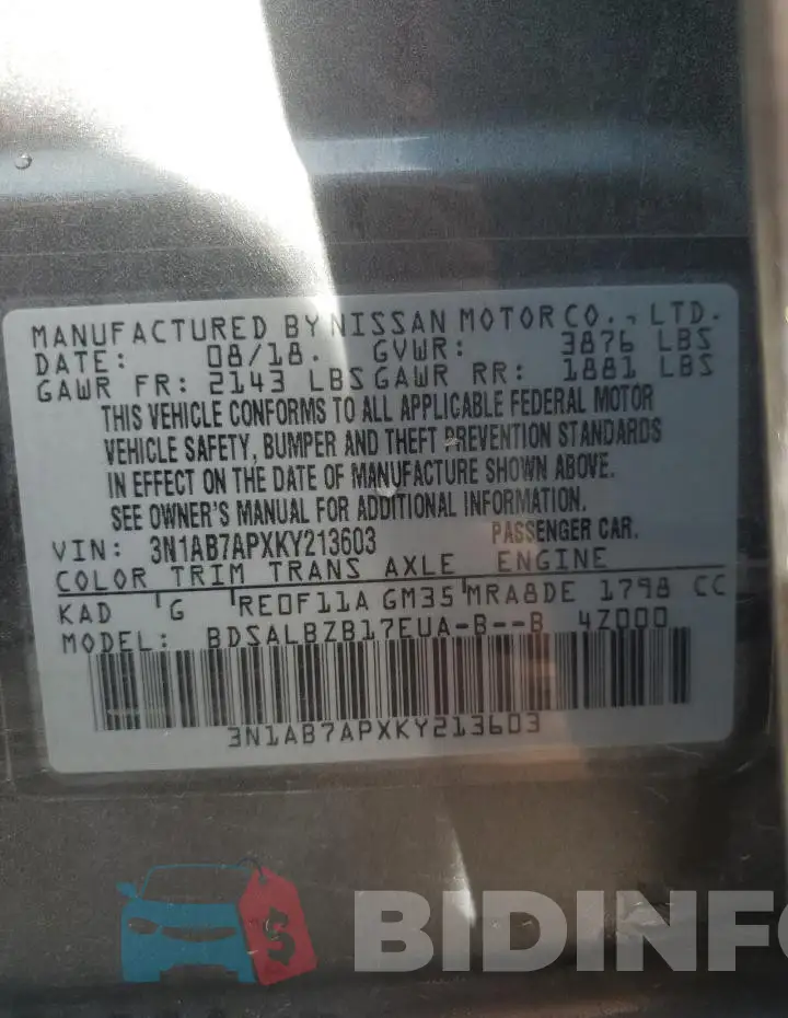 3N1AB7APXKY213603 Photo# 12