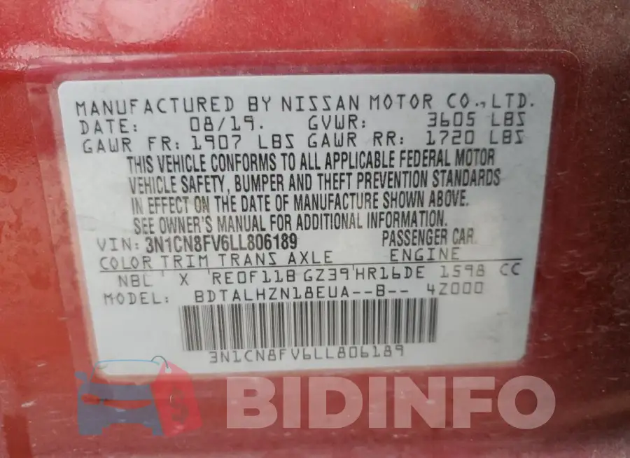 3N1CN8FV6LL806189 Photo# 12