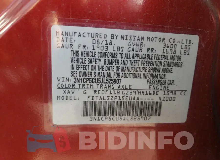3N1CP5CU5JL525907 Photo# 12