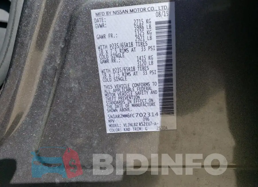 5N1AR2MM6FC702314 Photo# 13