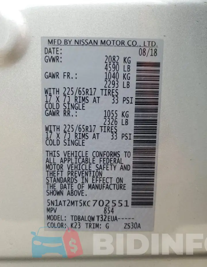 5N1AT2MT5KC702551 Photo# 13