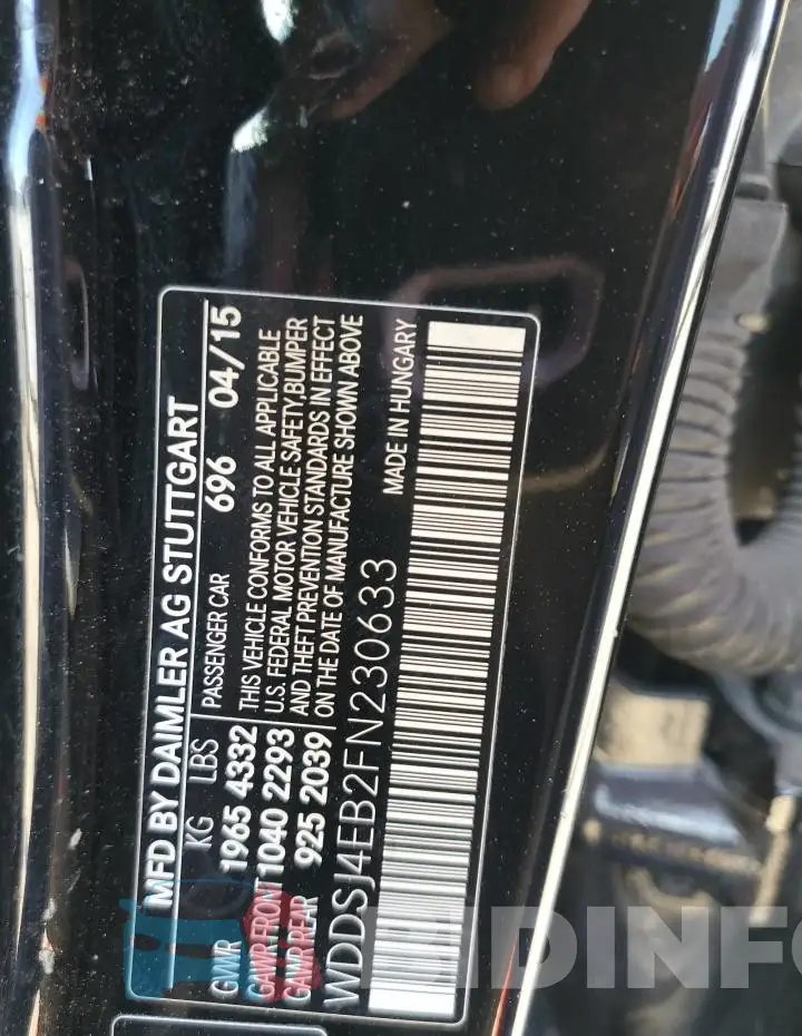 WDDSJ4EB2FN230633 Photo# 13