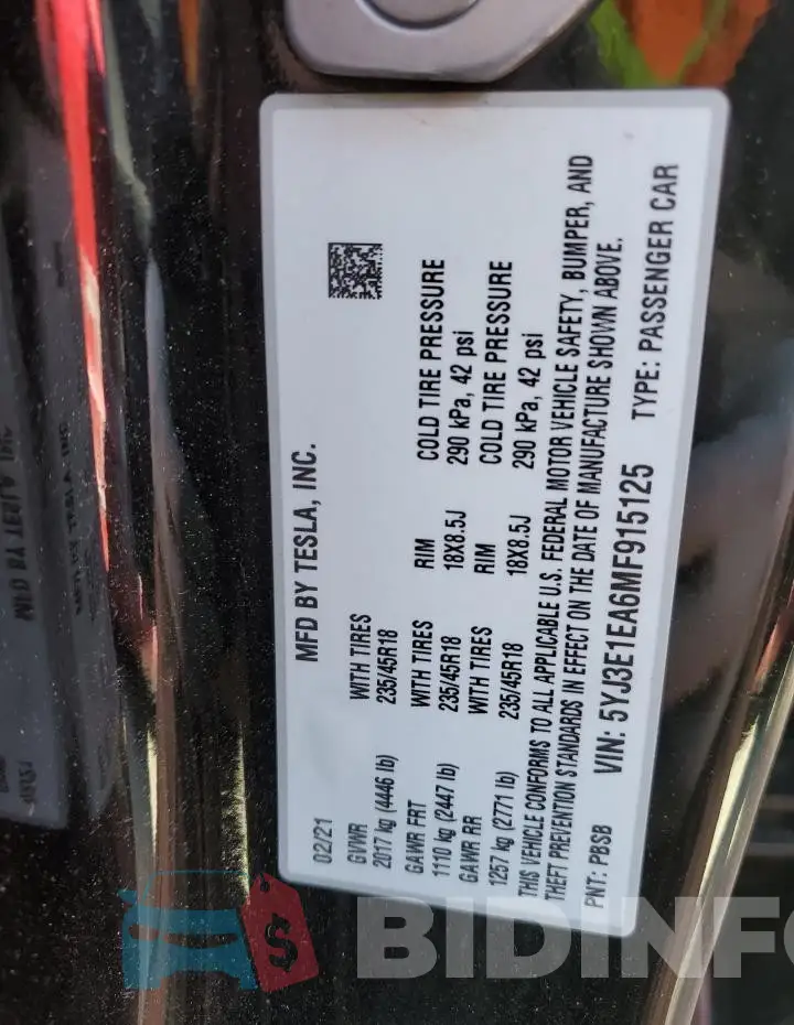 5YJ3E1EA6MF915125 Photo# 12