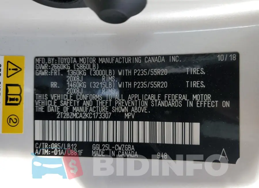 2T2BZMCA2KC173307 Photo# 13