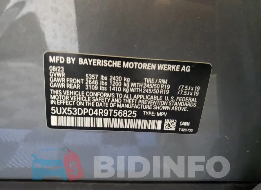 5UX53DP04R9T56825 Photo# 13