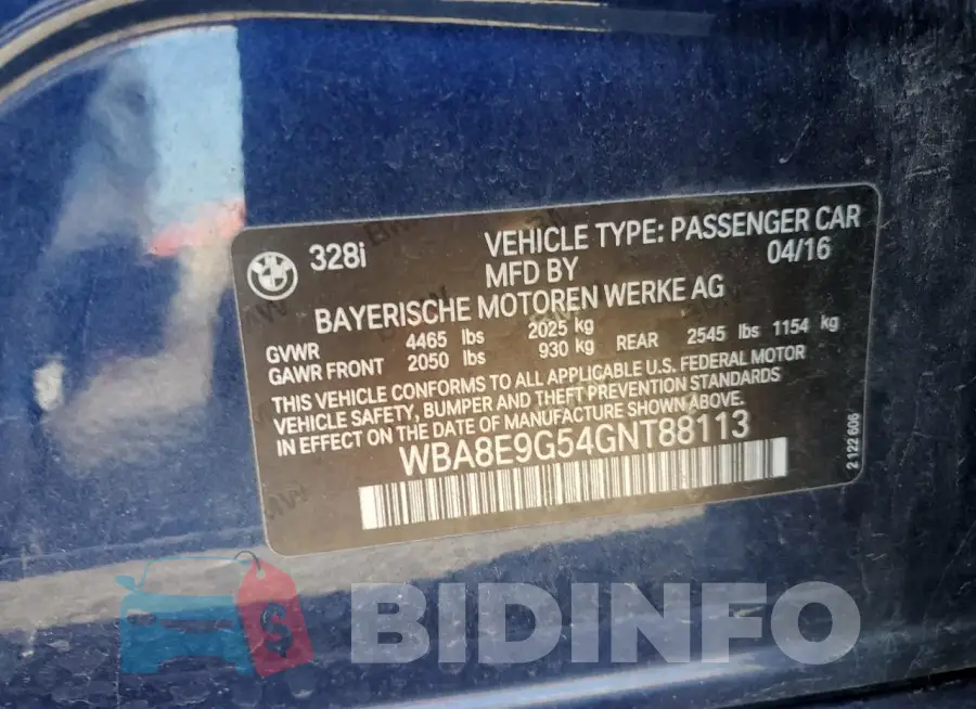 WBA8E9G54GNT88113 Photo# 12