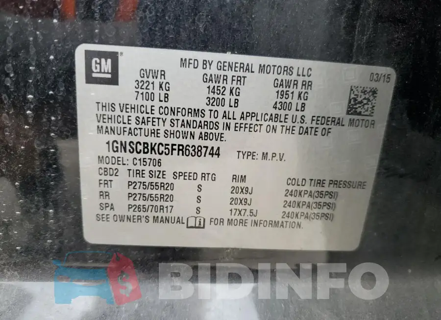 1GNSCBKC5FR638744 Photo# 13