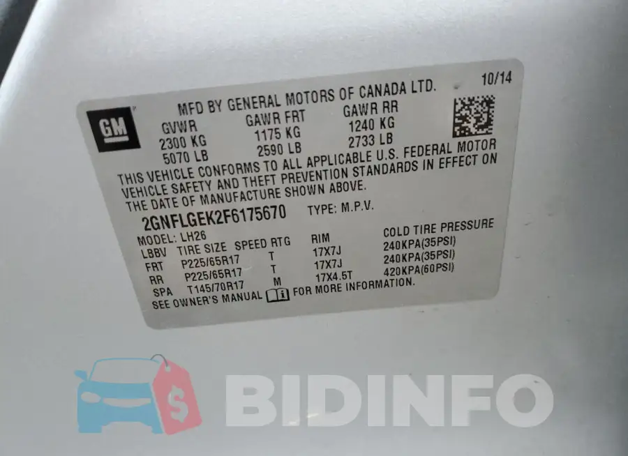 2GNFLGEK2F6175670 Photo# 13