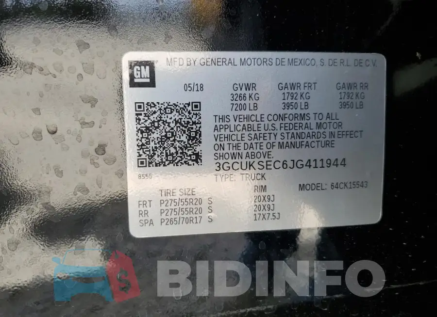 3GCUKSEC6JG411944 Photo# 12