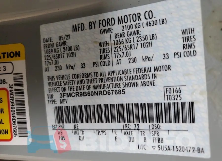 3FMCR9B60NRD67685 Photo# 14
