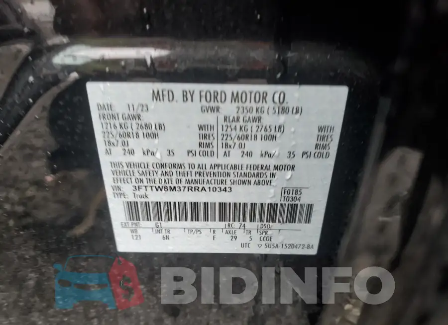 3FTTW8M37RRA10343 Photo# 12