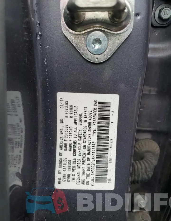 1HGCR2F8XFA107542 Photo# 12
