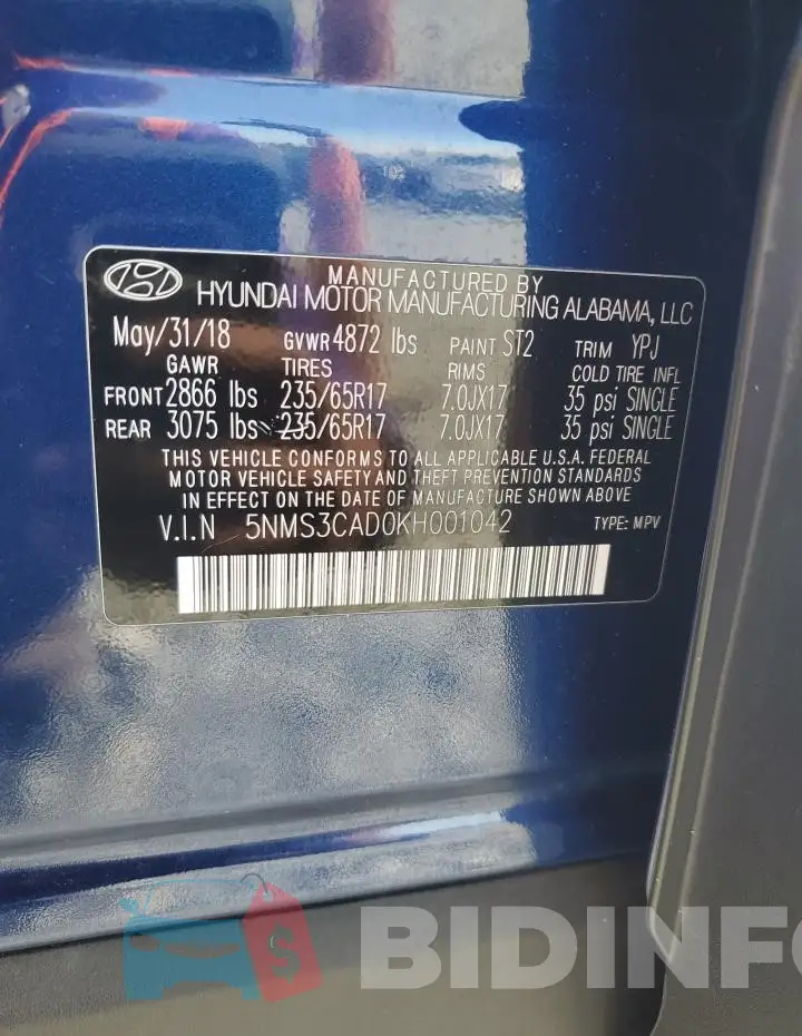 5NMS3CAD0KH001042 Photo# 13