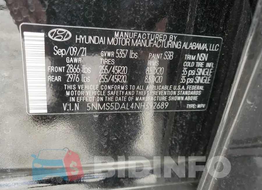 5NMS5DAL4NH392689 Photo# 13