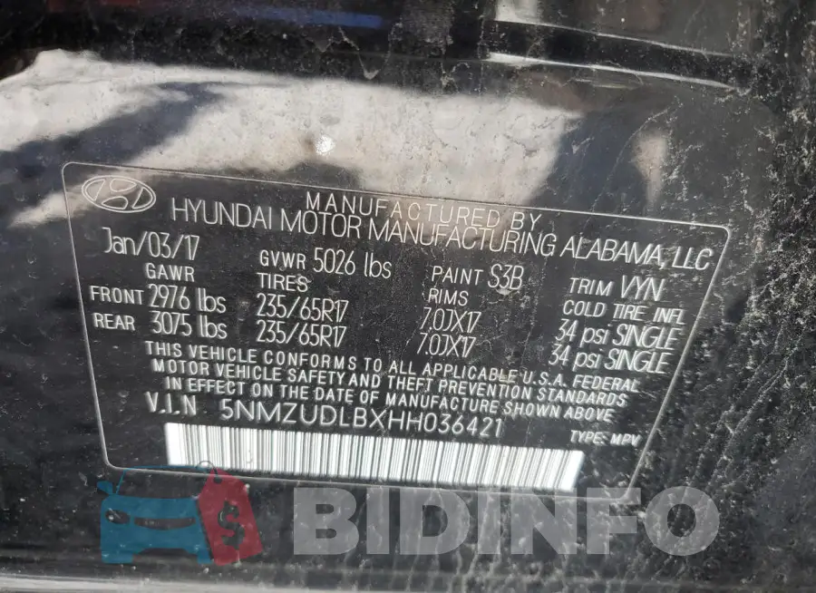 5NMZUDLBXHH036421 Photo# 12