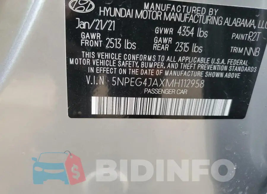 5NPEG4JAXMH112958 Photo# 12