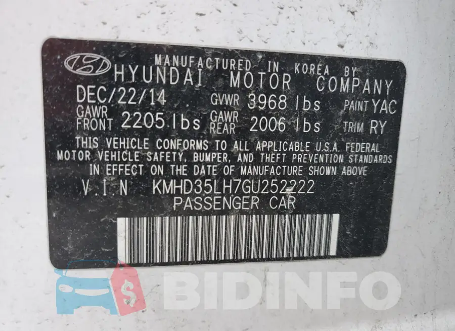 KMHD35LH7GU252222 Photo# 13