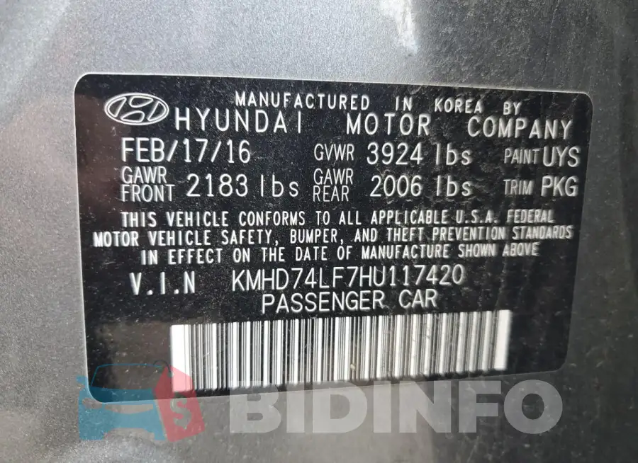 KMHD74LF7HU117420 Photo# 12