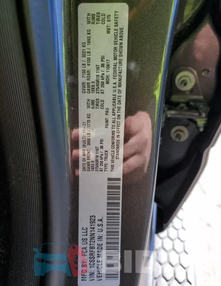 1C6SRFBT2NN141923 Photo# 12