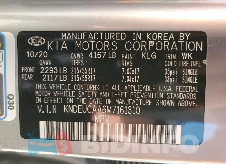 KNDEUCAA6M7161310 Photo# 12