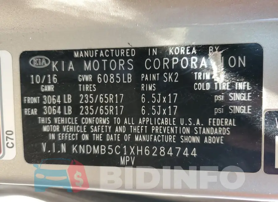 KNDMB5C1XH6284744 Photo# 13