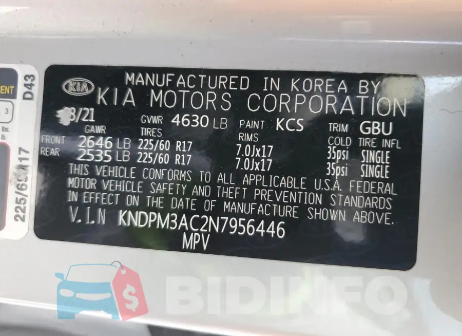 KNDPM3AC2N7956446 Photo# 13