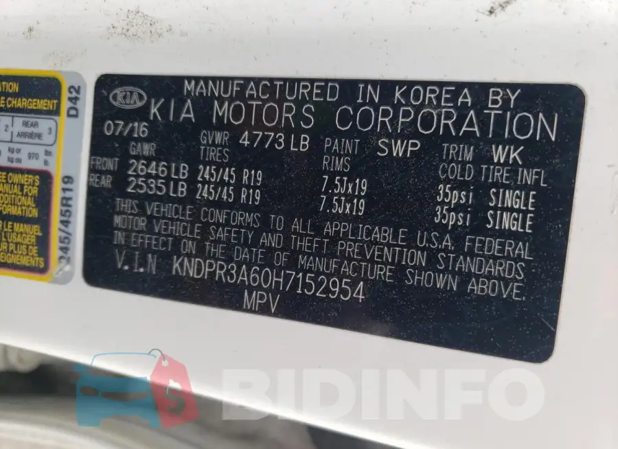 KNDPR3A60H7152954 Photo# 13