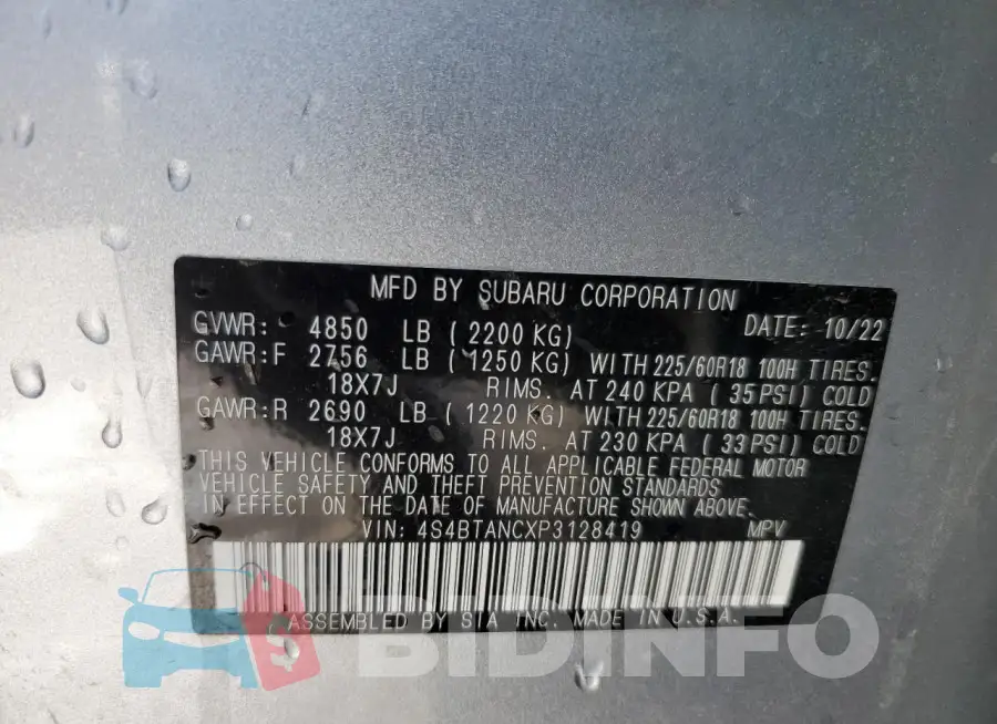 4S4BTANCXP3128419 Photo# 14