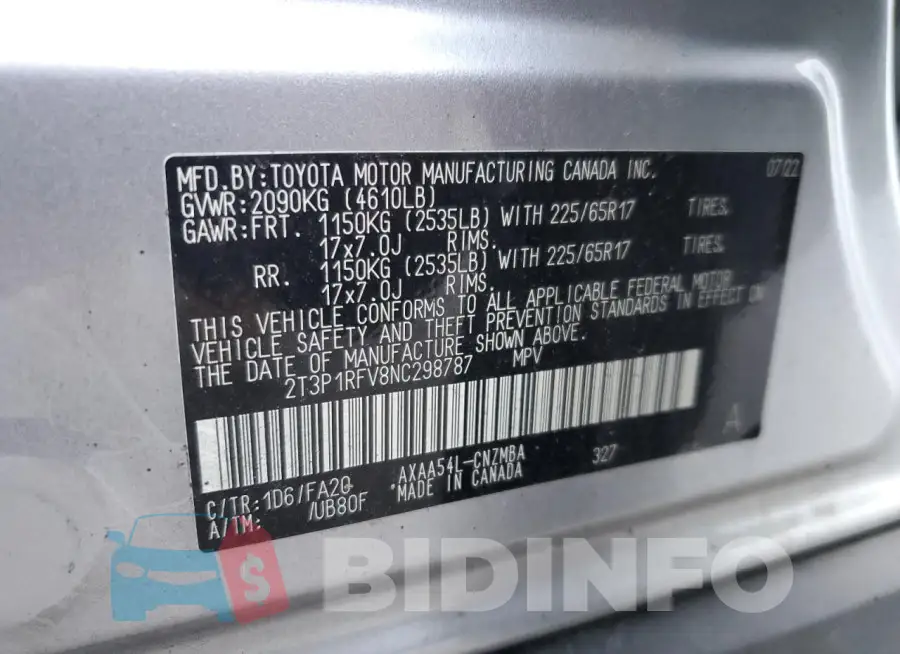 2T3P1RFV8NC298787 Photo# 12