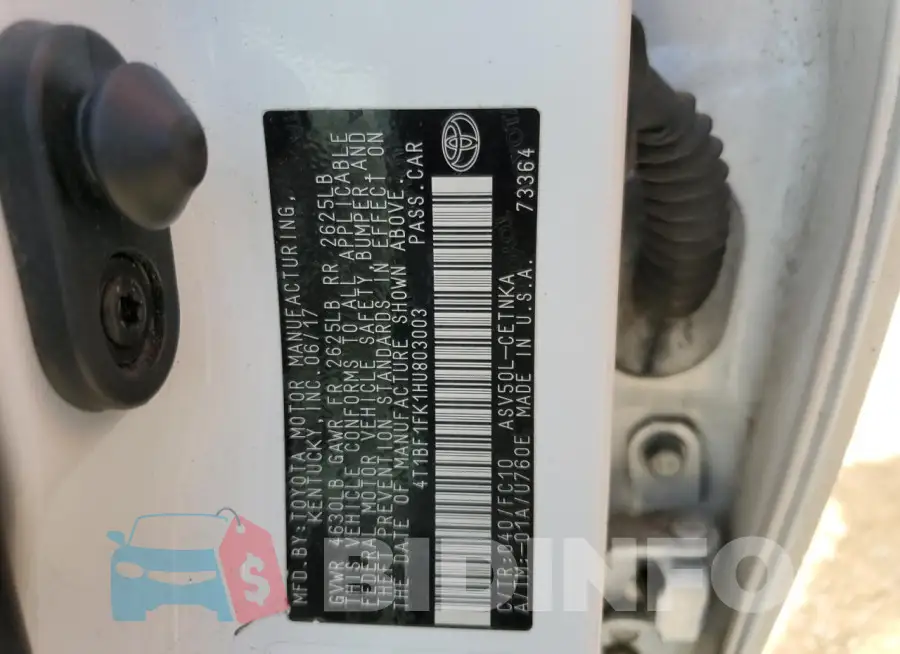 4T1BF1FK1HU803003 Photo# 12