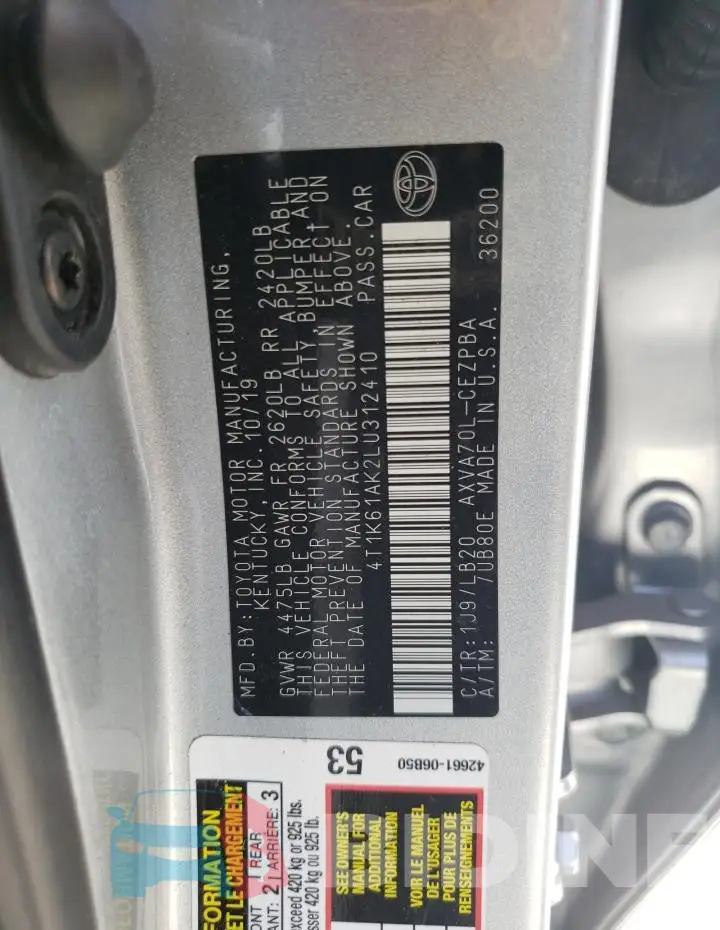 4T1K61AK2LU312410 Photo# 12