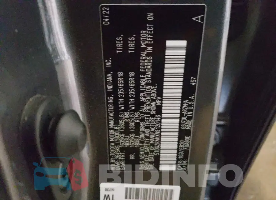 5TDGZRAHXNS120146 Photo# 13