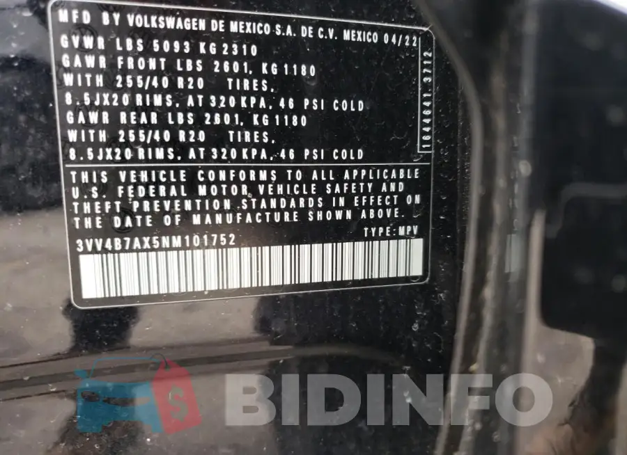 3VV4B7AX5NM101752 Photo# 14