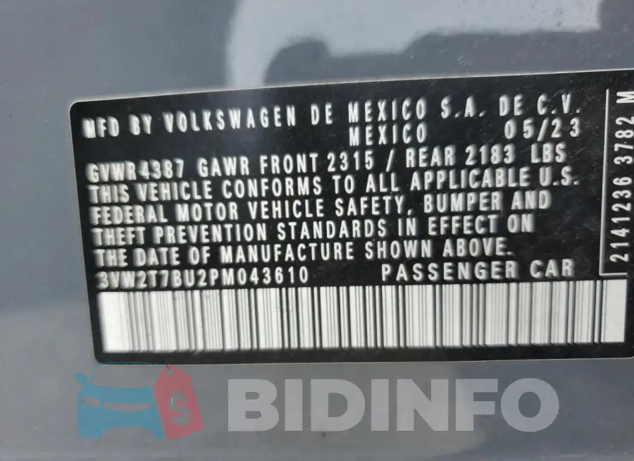 3VW2T7BU2PM043610 Photo# 12