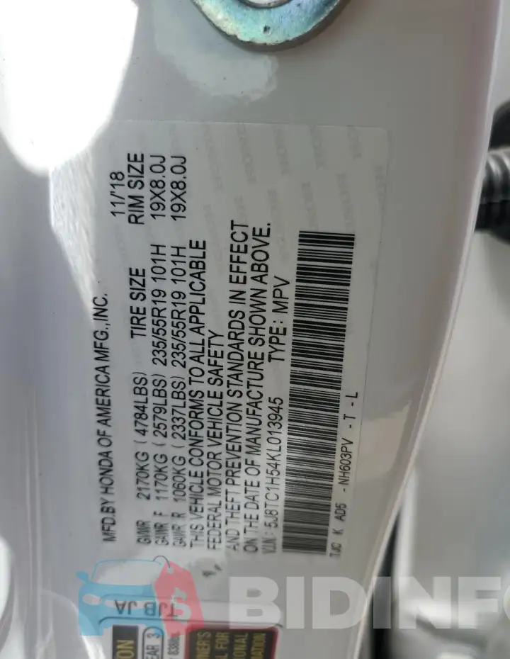 5J8TC1H54KL013945 Photo# 13