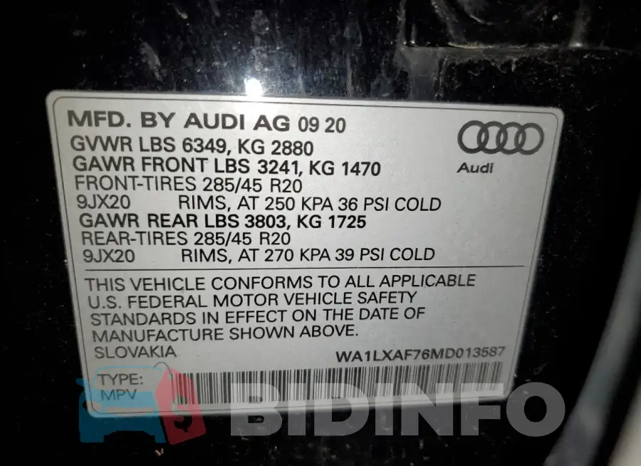 WA1LXAF76MD013587 Photo# 13