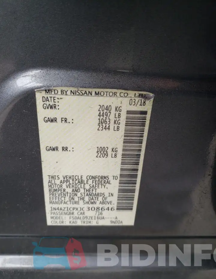 1N4AZ1CPXJC308646 Photo# 12