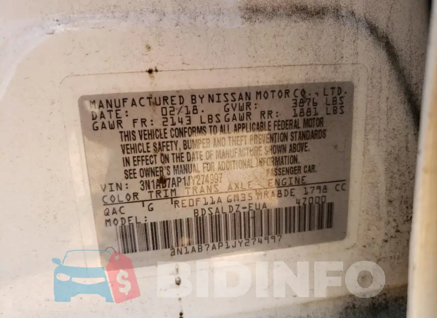 3N1AB7AP1JY274997 Photo# 13