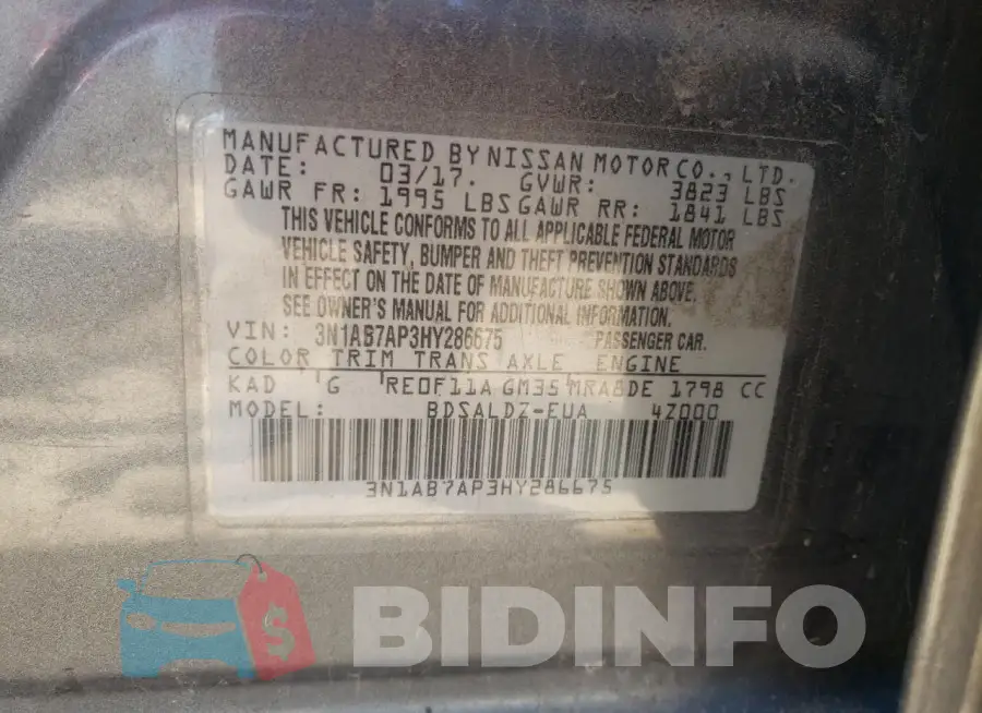 3N1AB7AP3HY286675 Photo# 12