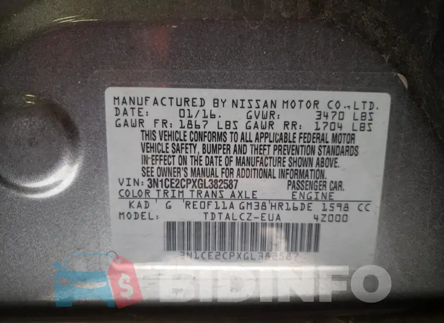 3N1CE2CPXGL382587 Photo# 13